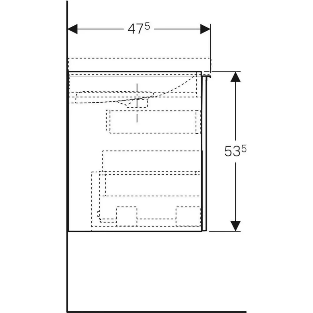 Geberit Acanto alsó szekrény mosdóhoz, fiók+belső fiókkal, 89x53.5x47.5, matt láva/fényes láva üveg (500.612.JK.2)