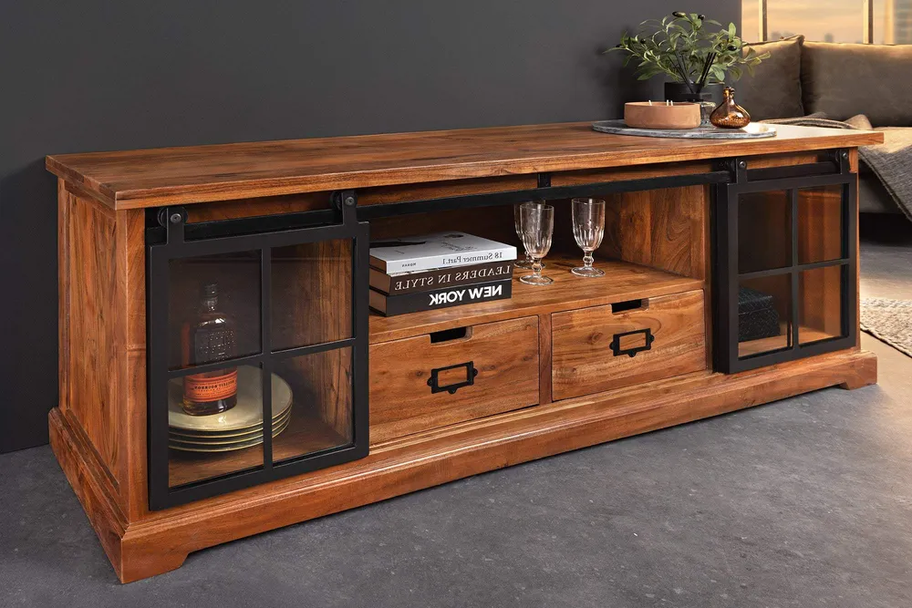 HERITAGE barna akácfa vitrin 160 cm