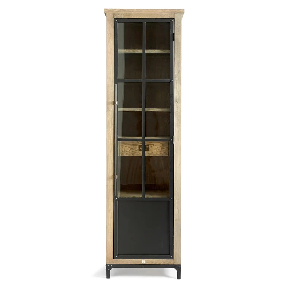 HOXTON kőrisfa-fém vitrin 214 cm jobb