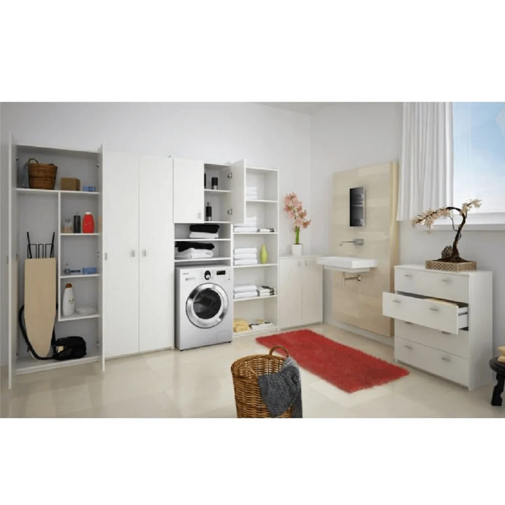 Kombinált szekrény, DTD laminált, fehér, NATALI TIP 6
