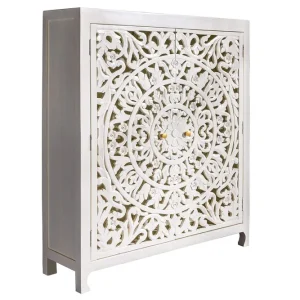 MARRAKECH fehér mangófa tálalószekrény 140cm