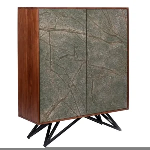MOUNTAIN SOUL barna-zöld márvány tálalószekrény 120cm