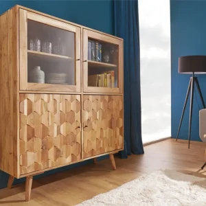 MYSTIC LIVING barna akácfa vitrin 118x40x140