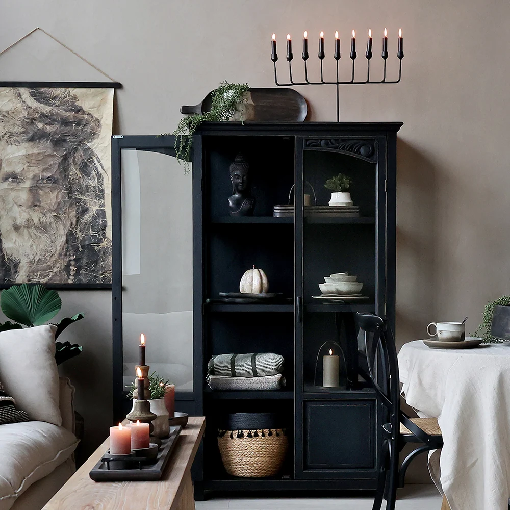 OLD FRENCH antik fekete vitrines szekrény 170 cm