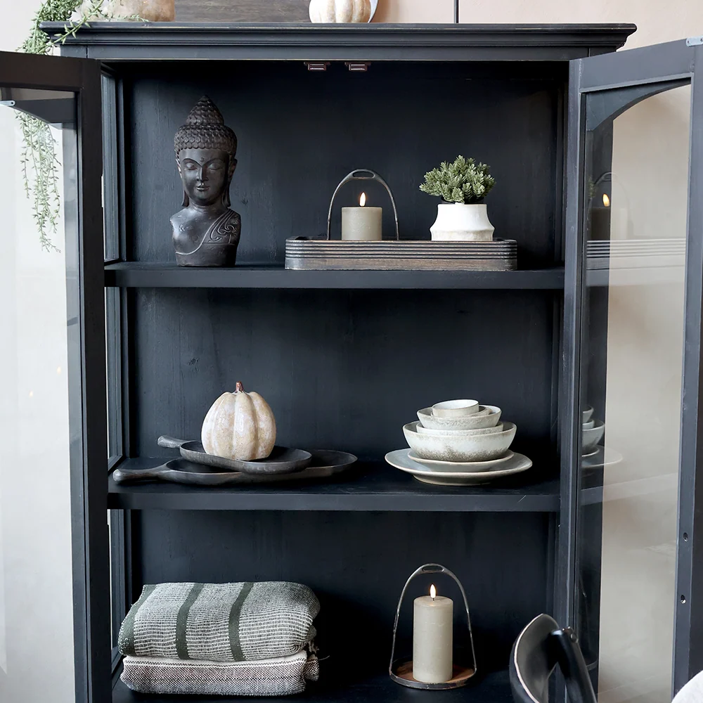 OLD FRENCH antik fekete vitrines szekrény 170 cm
