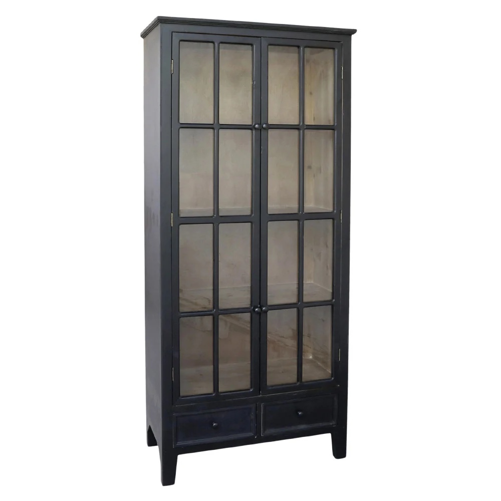 OLD FRENCH antik fekete vitrines szekrény 200 cm