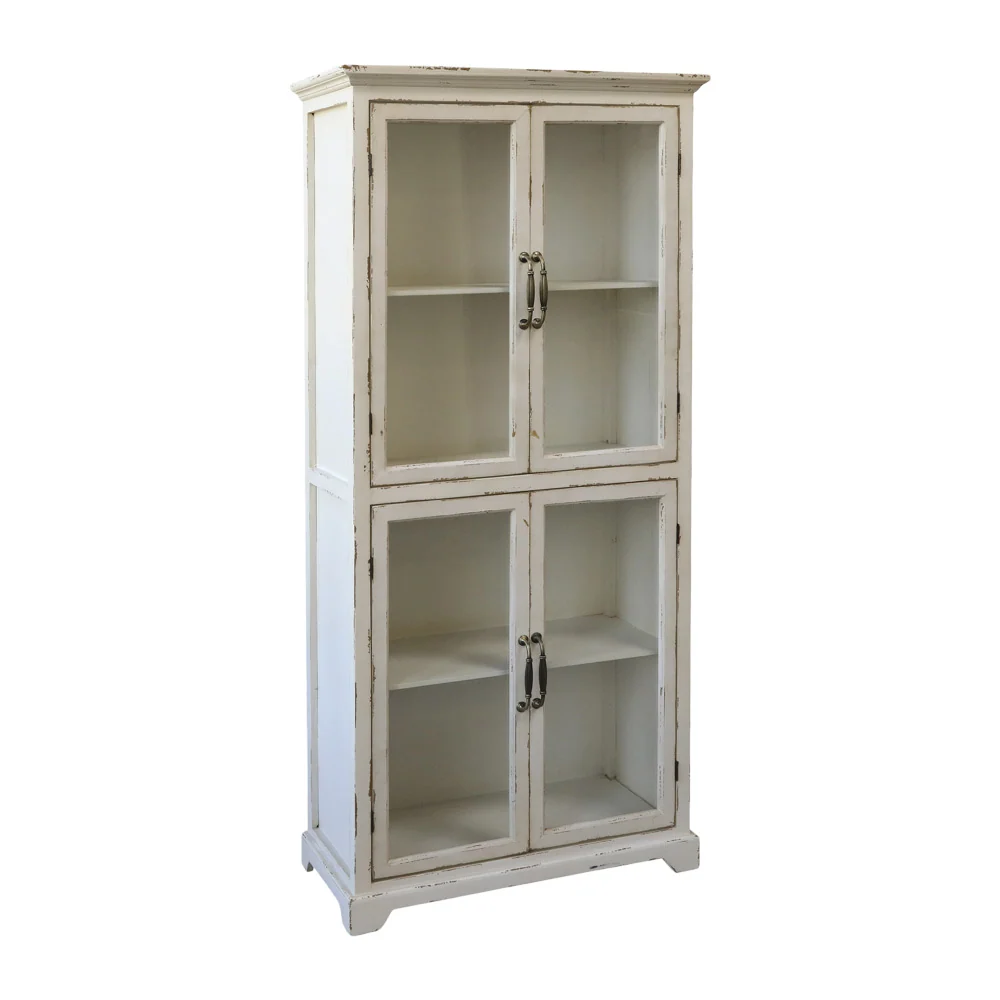 OLD FRENCH antik krém vitrines szekrény 156 cm