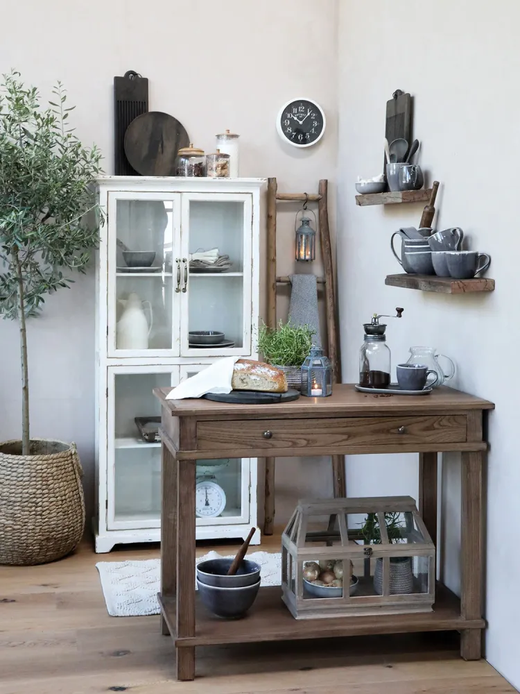 OLD FRENCH antik krém vitrines szekrény 156 cm