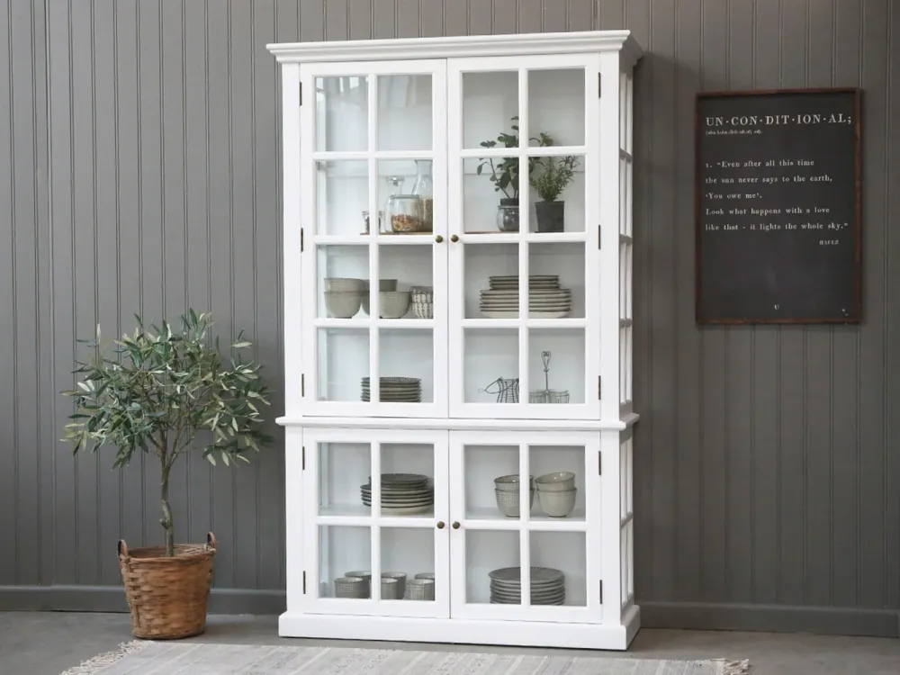 OLD FRENCH fehér vitrines szekrény 120 x 196 cm