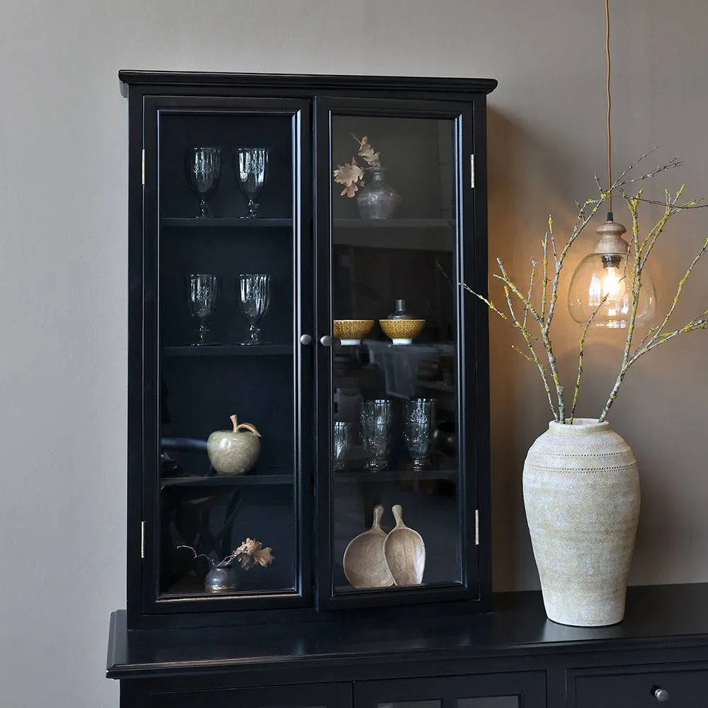 OLD FRENCH fekete vitrines faliszekrény 120 cm
