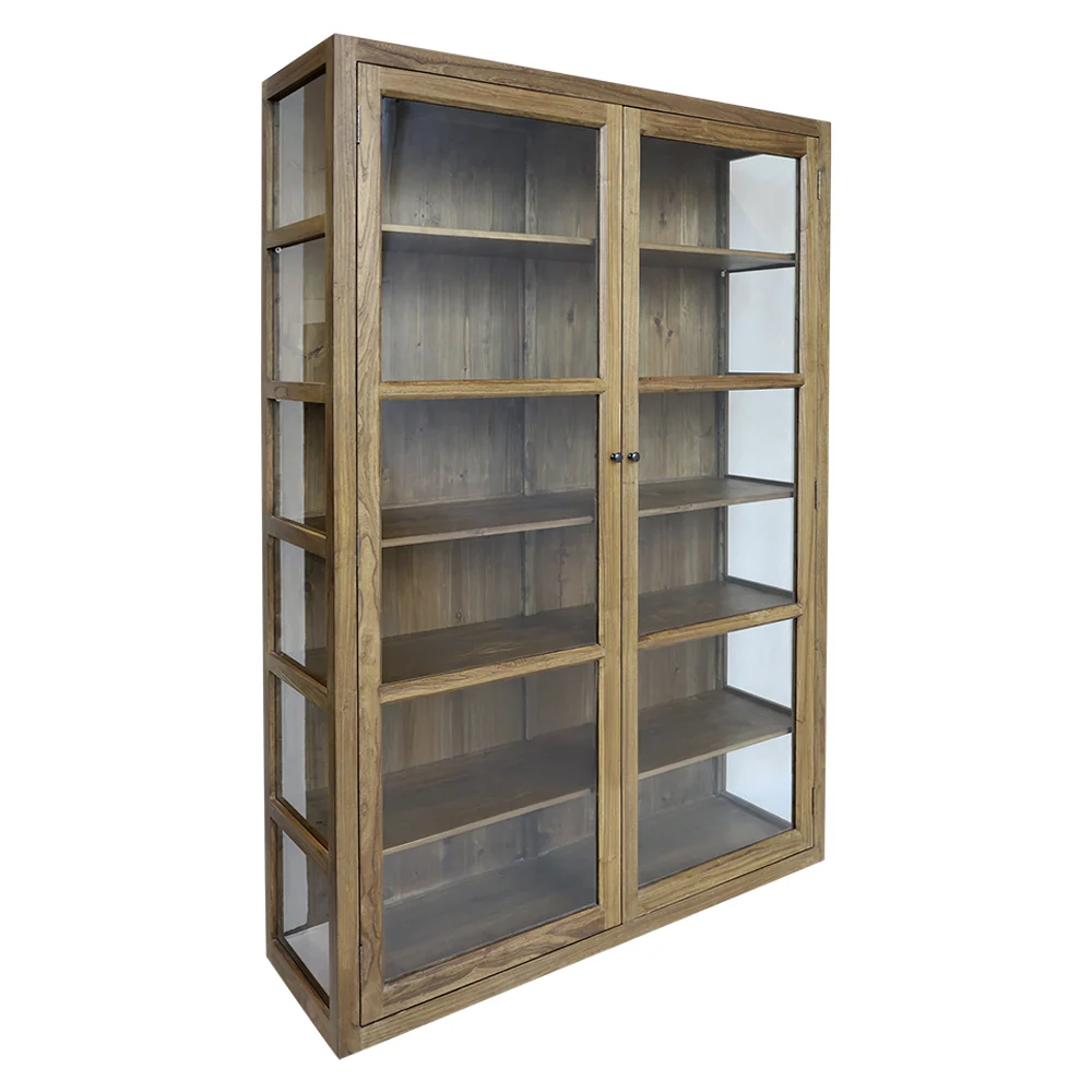 OLD FRENCH natúr nyárfa vitrines szekrény 196 cm