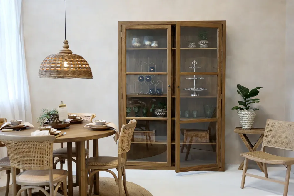 OLD FRENCH natúr nyárfa vitrines szekrény 196 cm