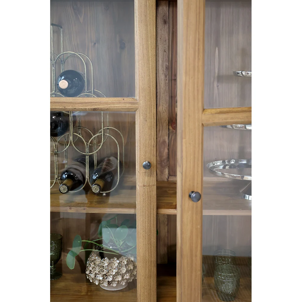 OLD FRENCH natúr nyárfa vitrines szekrény 196 cm