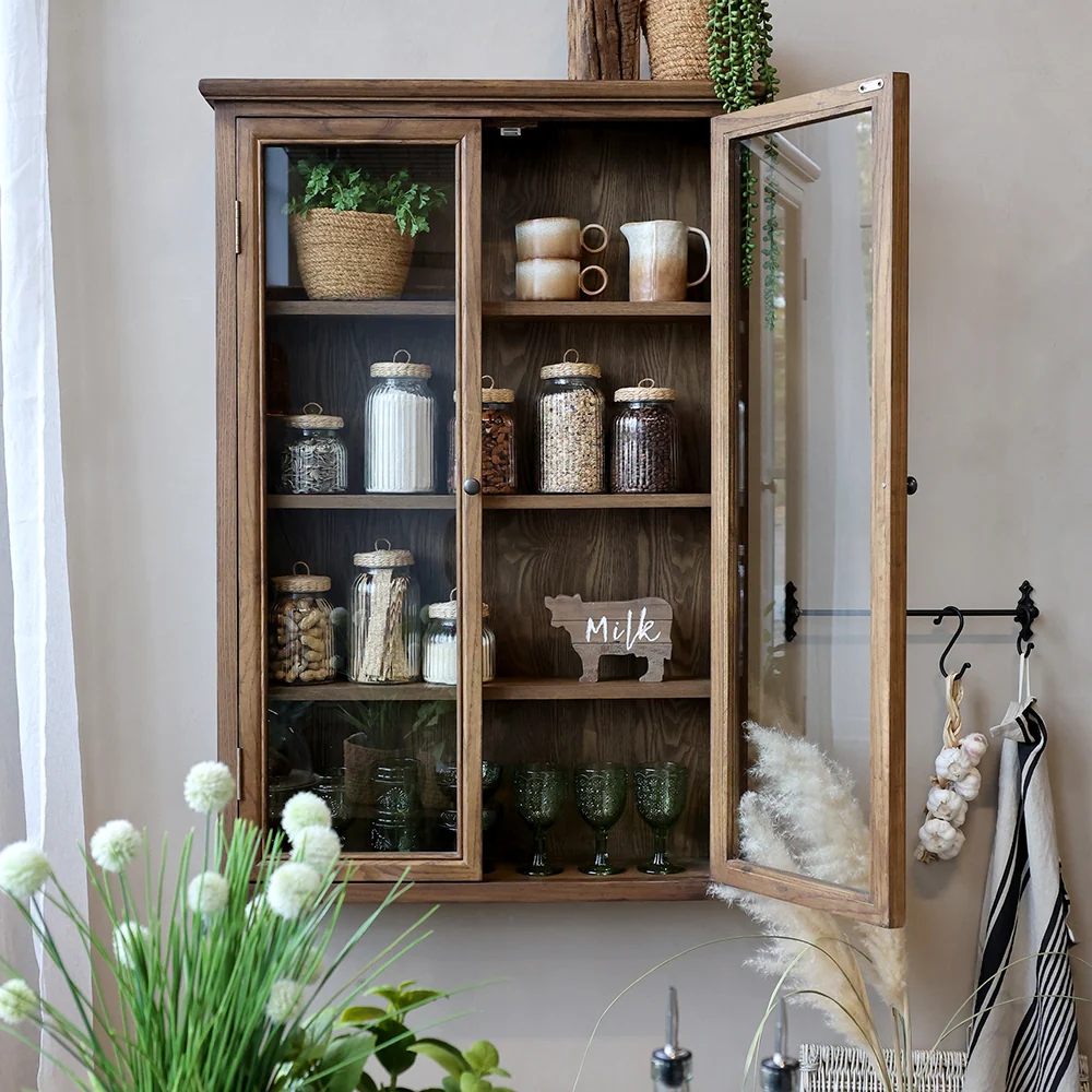 OLD FRENCH natúr vitrines faliszekrény 120 cm