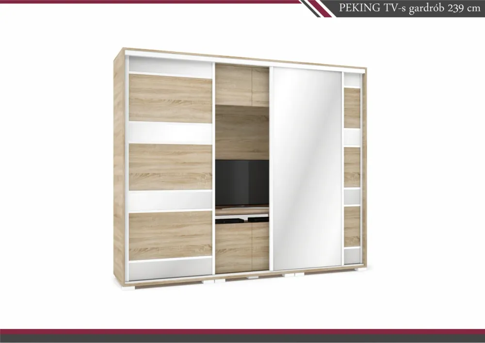 Peking Tv-s tolóajtós gardrób 239 cm