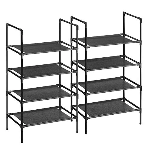4 polcos cipőtartó állvány – 2 darabos szett, 45 x 28 x 80 cm, fekete