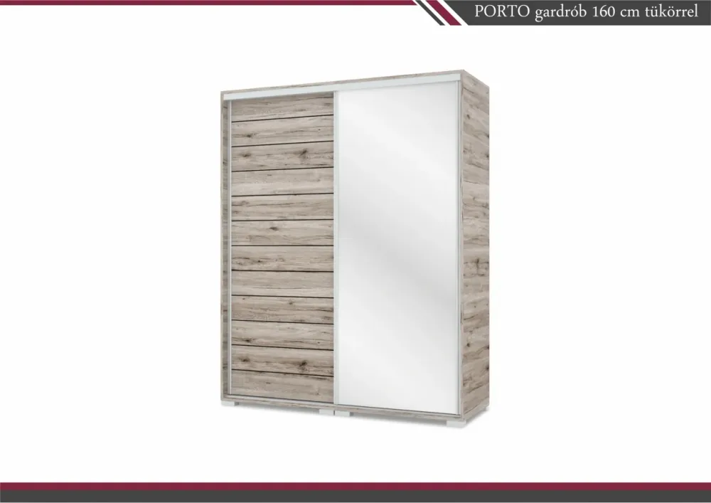 PORTO tolóajtós gardrób+1tükör (160cm)