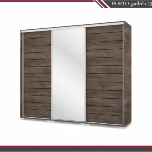 PORTO tolóajtós gardrób+1tükör (239cm)