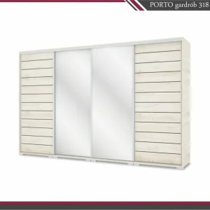 PORTO tolóajtós gardrób+2tükör (318cm)
