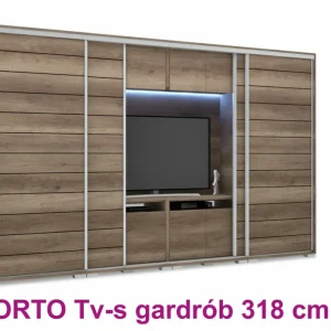 PORTO TV-s tolóajtós gardrób+1fózolt t.ajtó (318cm)