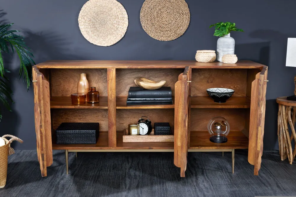 STONE FINISH barna fa komód 150cm