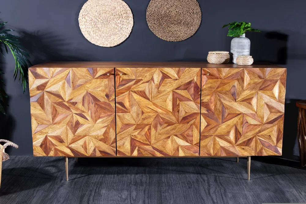 STONE FINISH barna fa komód 150cm