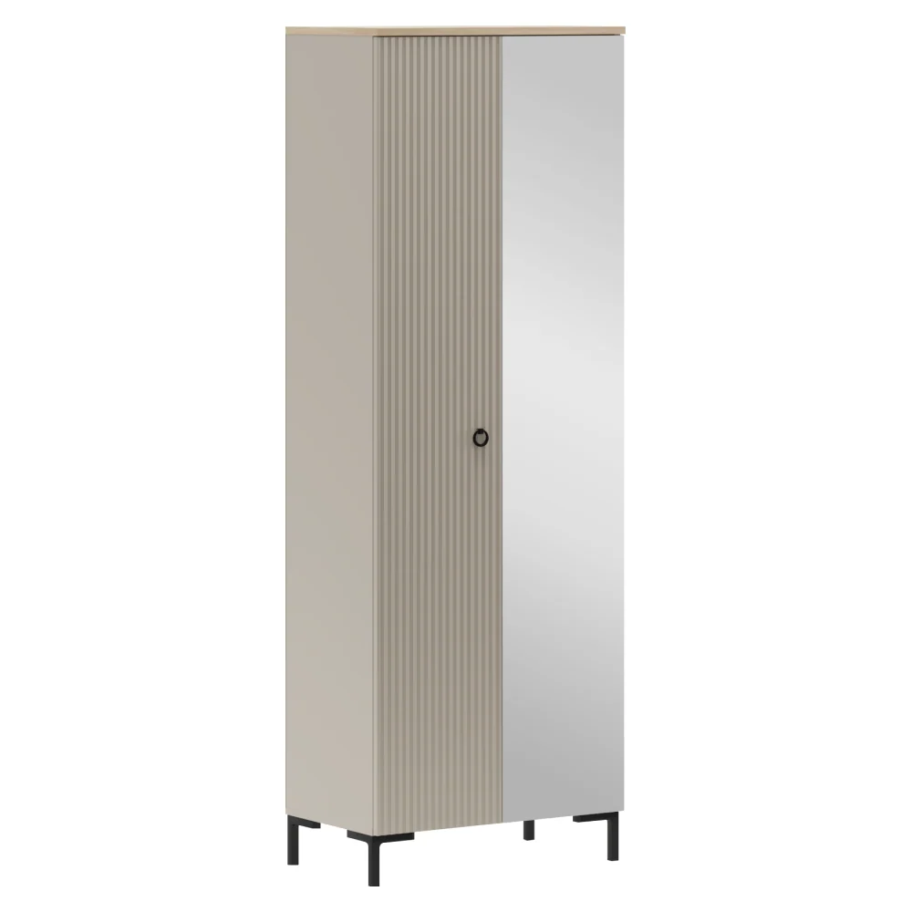 Szekrény tükörrel, szürkésbarna Taupe/silverjack tölgy, DOMCA 2D