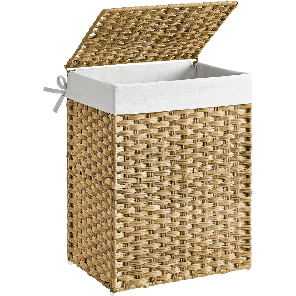 Szennyestartó, 90 literes, szintetikus rattan ruháskosár natúr