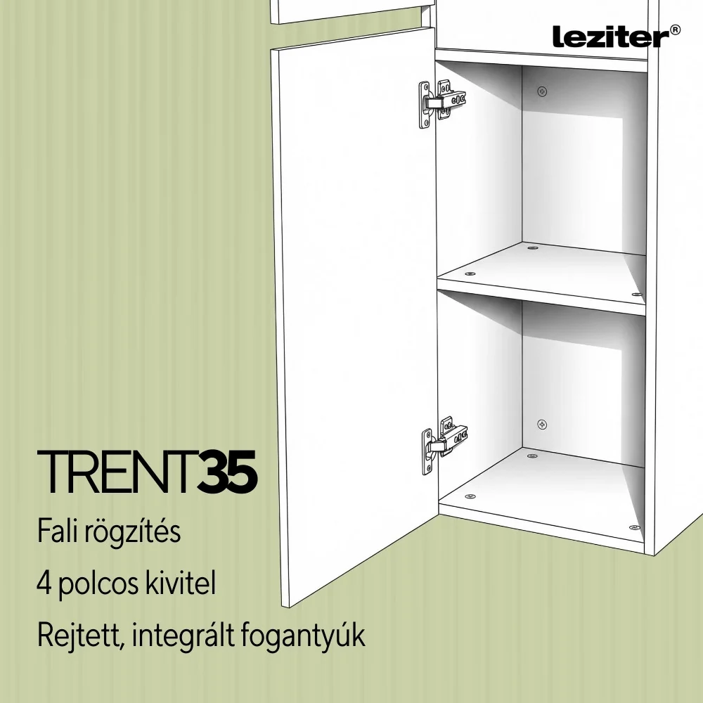 Trent függesztett oldal szekrény olivazöld