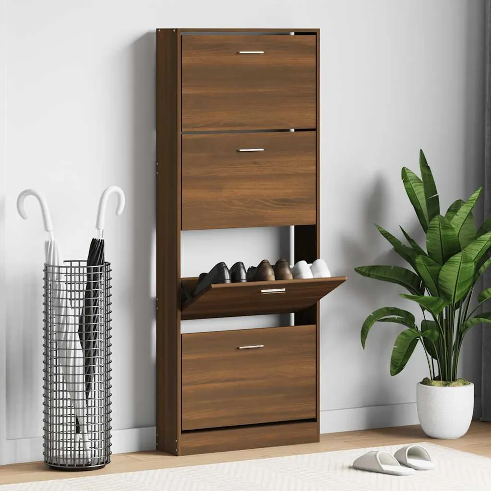 vidaXL barna tölgyszínű szerelt fa cipősszekrény 59 x 17 x 150 cm