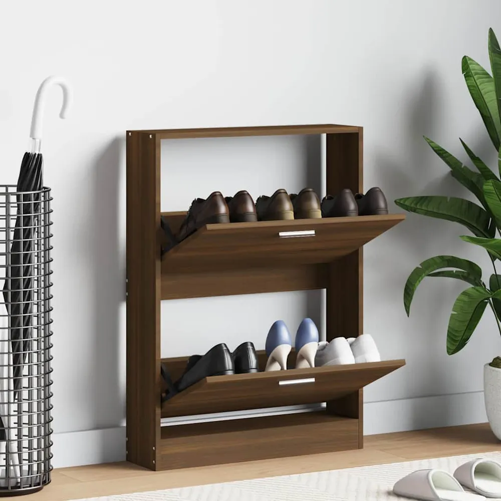 vidaXL barna tölgyszínű szerelt fa cipősszekrény 59x17x81 cm