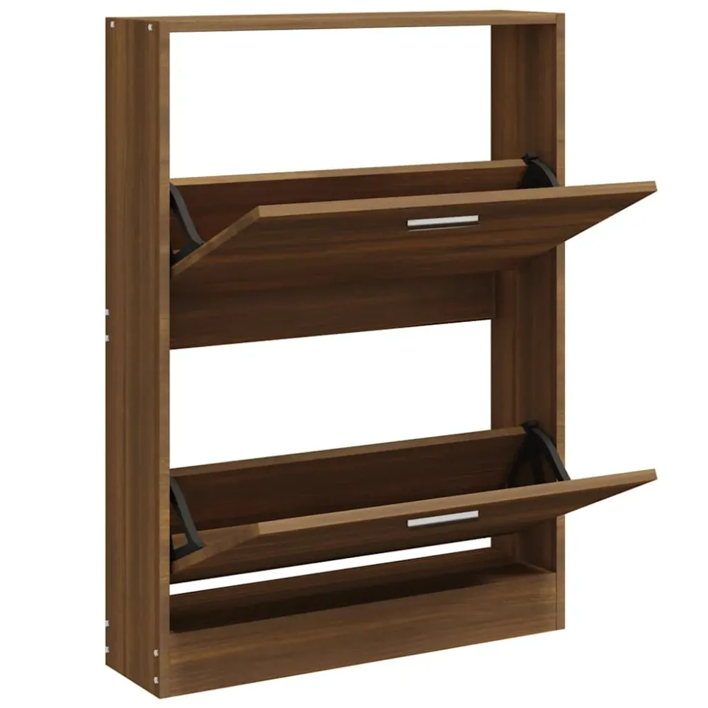 vidaXL barna tölgyszínű szerelt fa cipősszekrény 59x17x81 cm