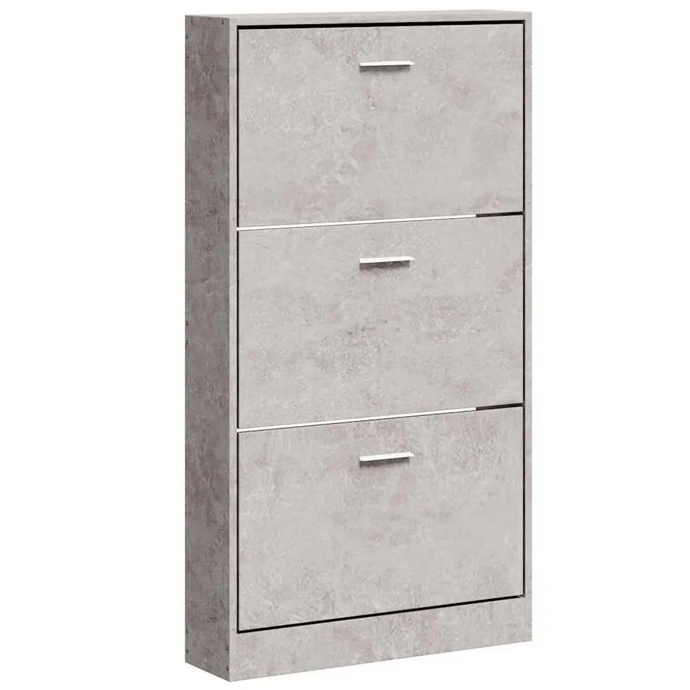 vidaXL betonszürke szerelt fa cipőszekrény 59x17x108 cm