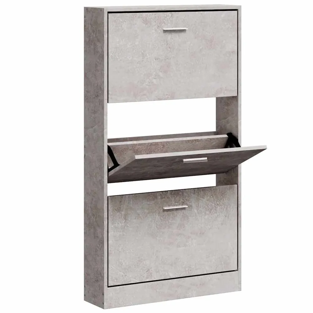 vidaXL betonszürke szerelt fa cipőszekrény 59x17x108 cm