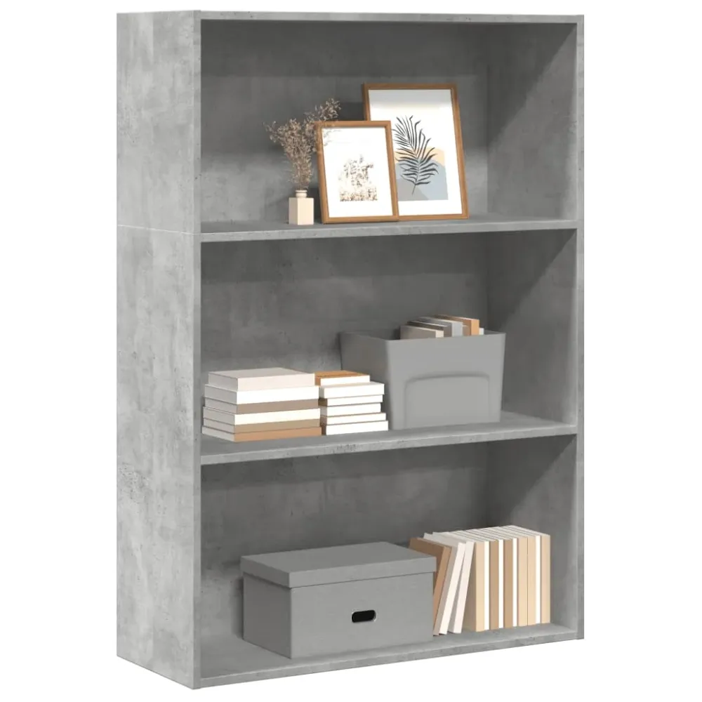 vidaXL betonszürke szerelt fa könyvespolc 80 x 30 x 114 cm