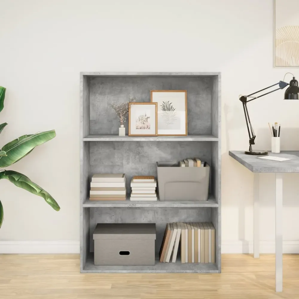 vidaXL betonszürke szerelt fa könyvespolc 80 x 30 x 114 cm