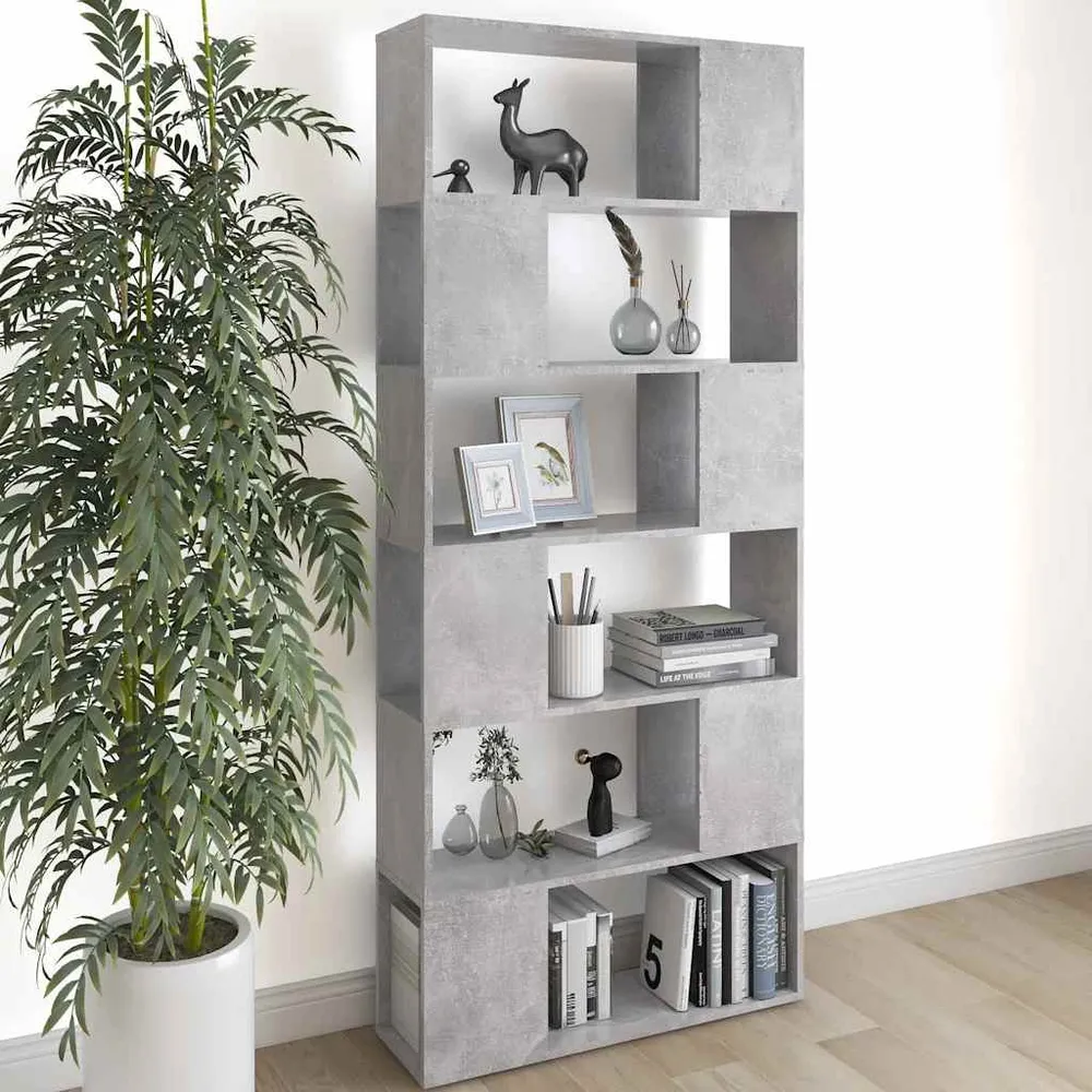 vidaXL betonszürke térelválasztó könyvszekrény 80 x 24 x 186 cm