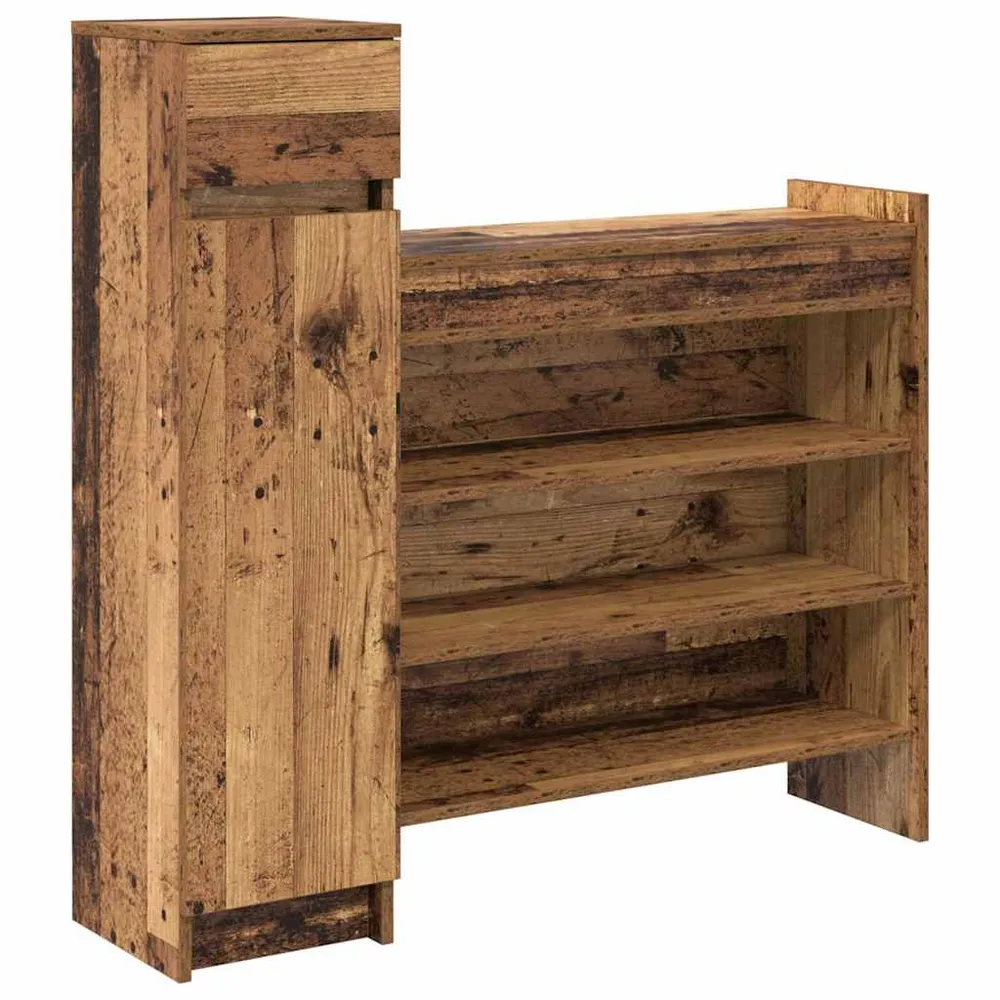 vidaXL Cipőszekrény fiókkal Öreg fa 100,5 x 28 x 100 cm Faanyag