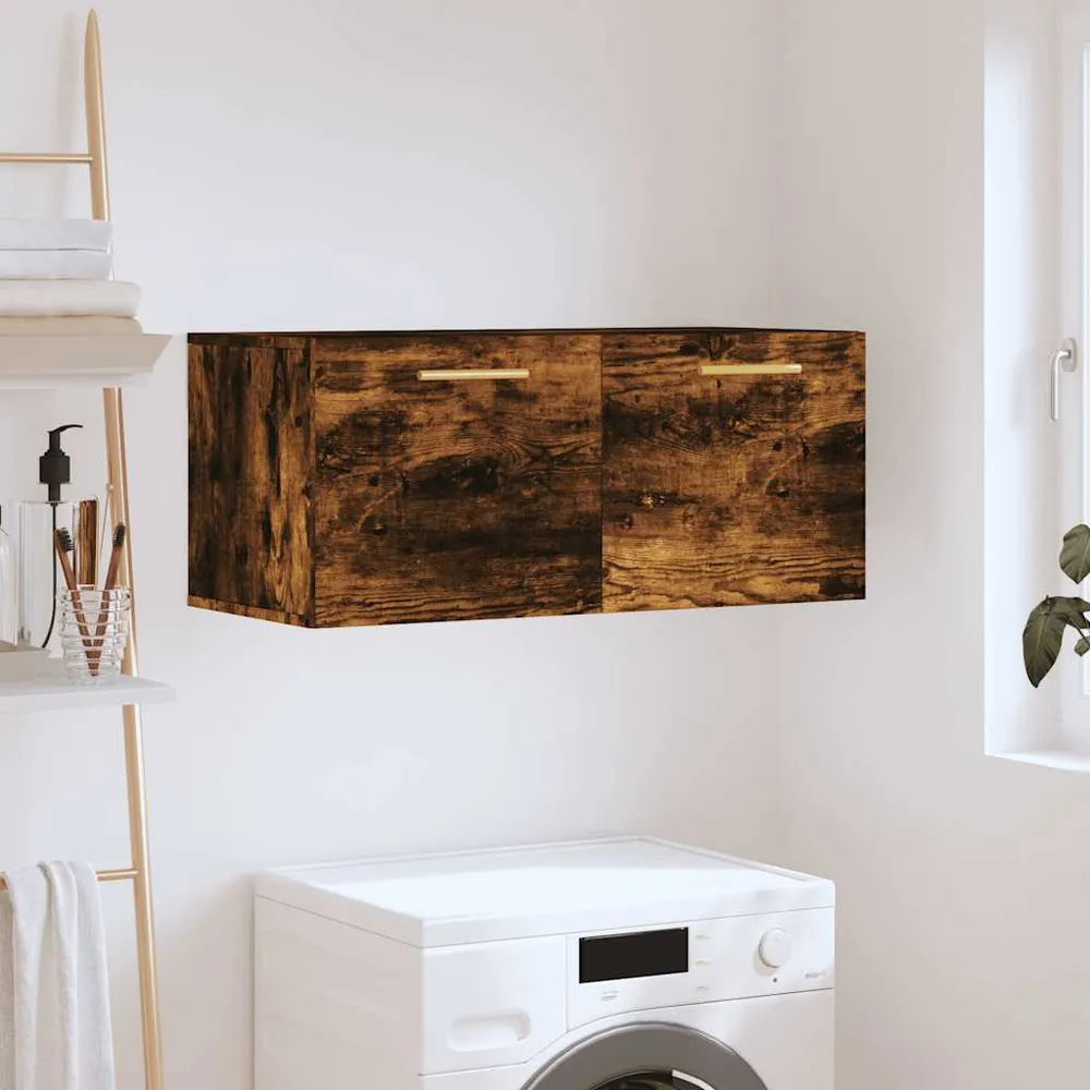vidaXL füstös tölgy színű szerelt fa faliszekrény 80 x 36,5 x 35 cm