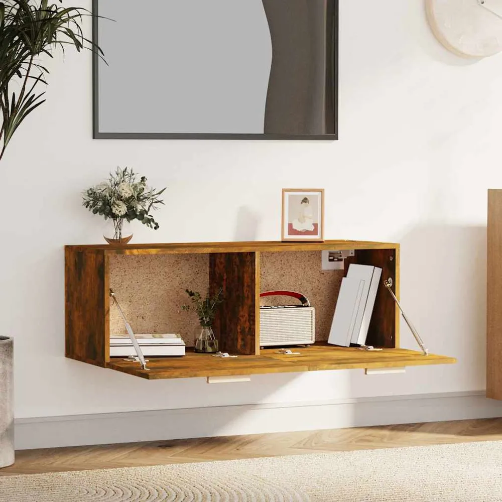 vidaXL füstös tölgy színű szerelt fa faliszekrény 100 x 36,5 x 35 cm