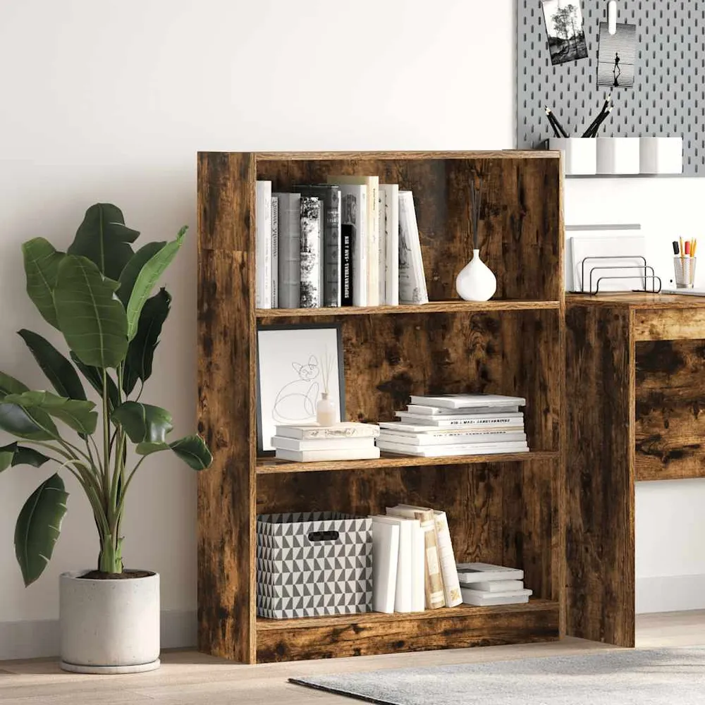 vidaXL füstös tölgy színű szerelt fa könyvszekrény 80 x 24 x 109 cm