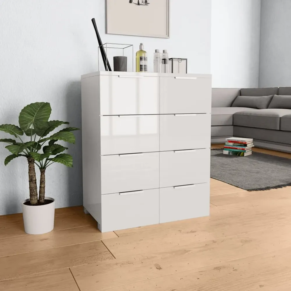 vidaXL magasfényű fehér szerelt fa tálalószekrény 60 x 35 x 80 cm