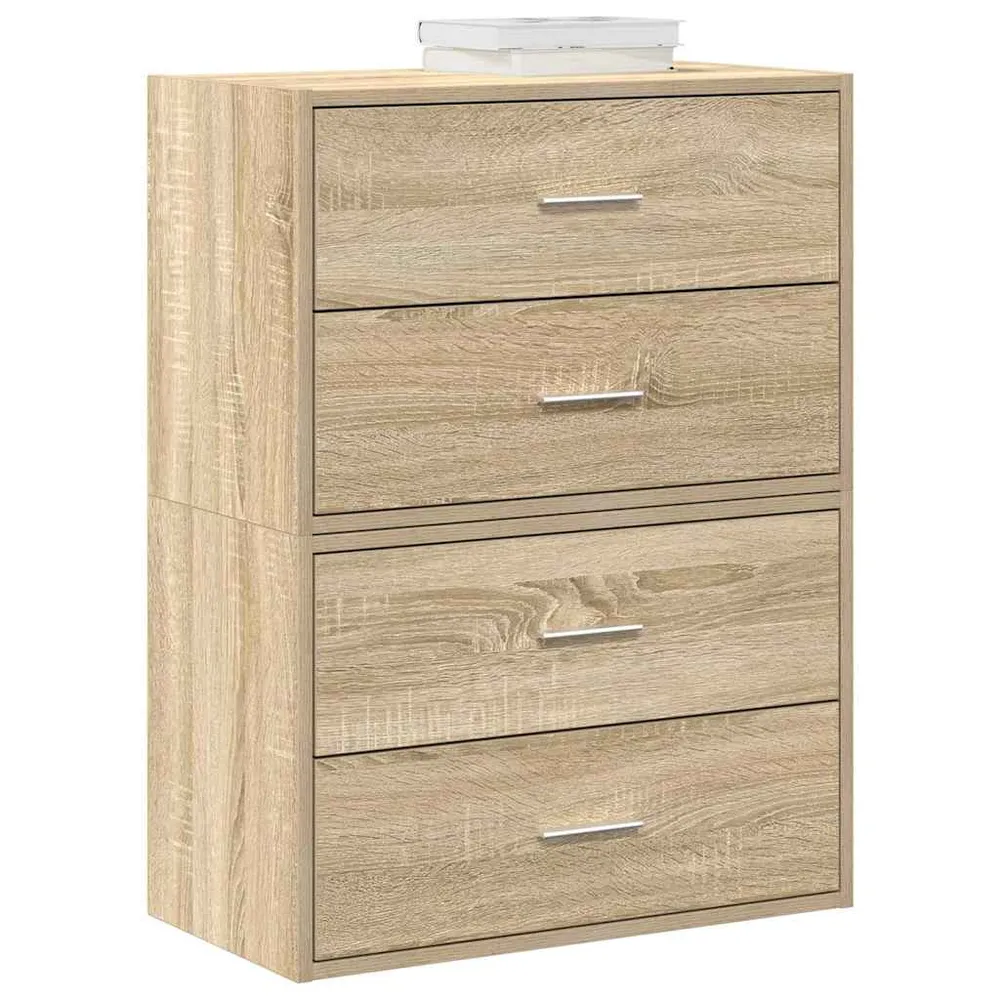 vidaXL 2 db sonoma tölgy szerelt fa szekrény 2 fiókkal 60 x 31 x 40 cm