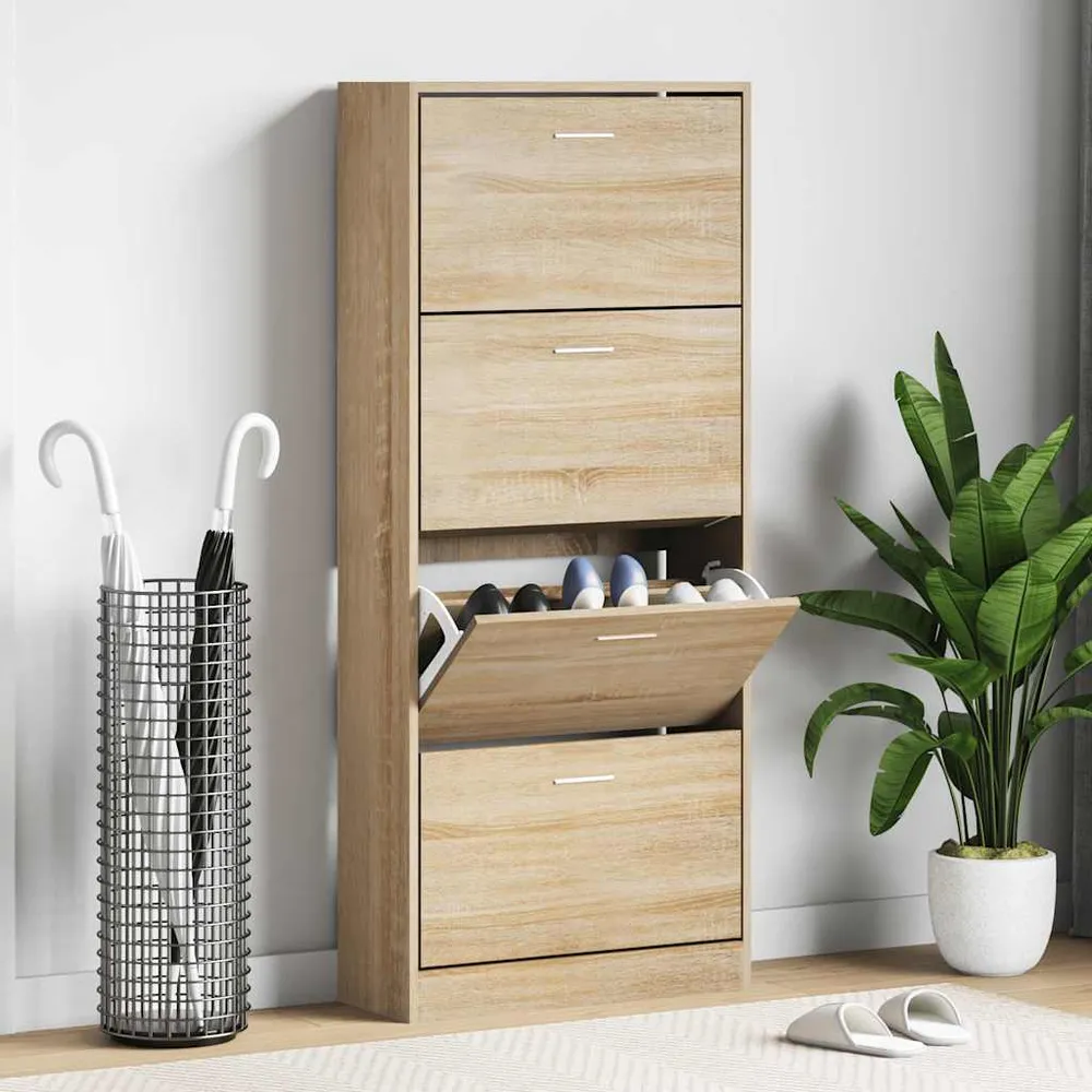 vidaXL sonoma tölgy színű szerelt fa cipőszekrény 63x24x147 cm