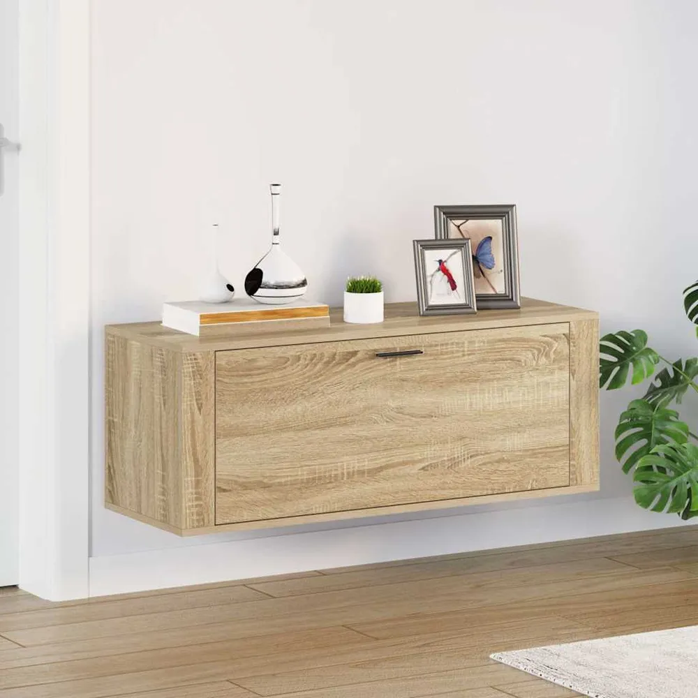 vidaXL sonoma tölgy színű szerelt fa fali cipőszekrény 100x35x38 cm