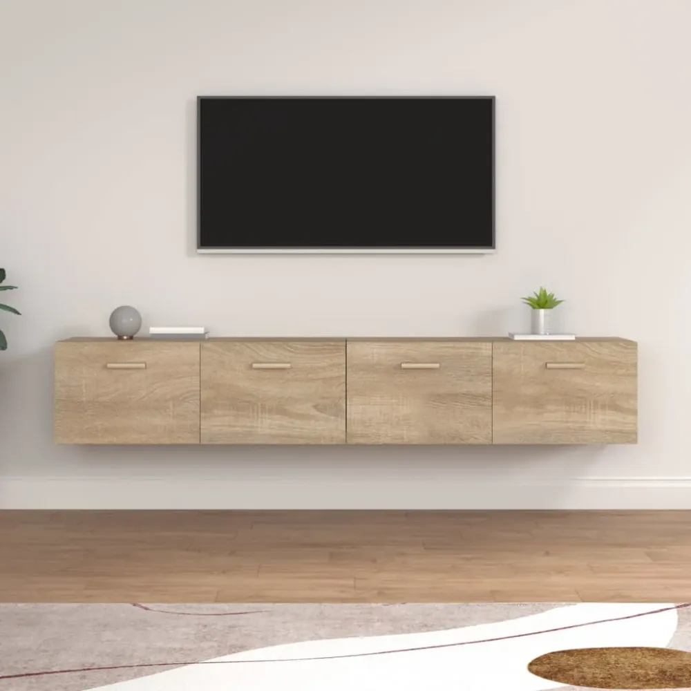 vidaXL 2 db sonoma tölgy színű szerelt fa faliszekrény 100x36,5x35 cm