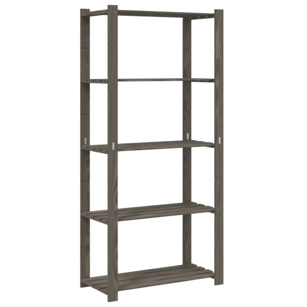 vidaXL 5 szintes szürke tömör fenyőfa tárolóállvány 80 x 38 x 170 cm