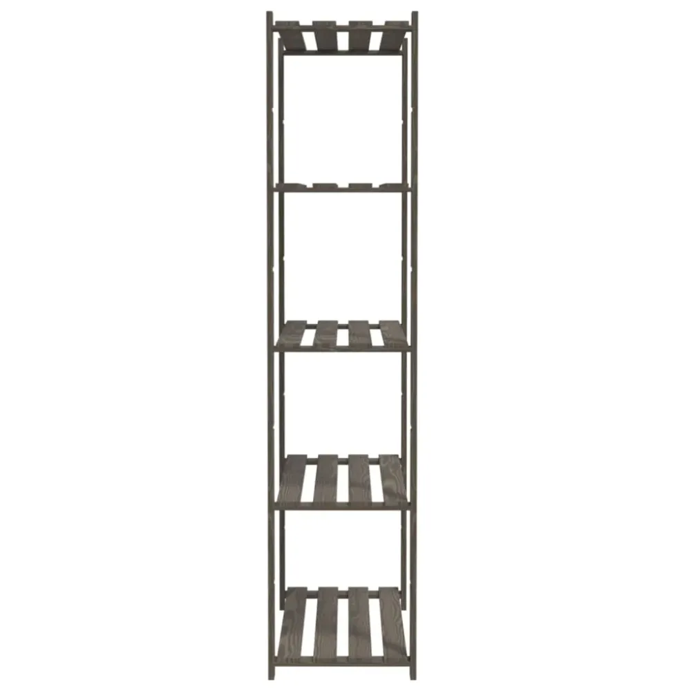 vidaXL 5 szintes szürke tömör fenyőfa tárolóállvány 80 x 38 x 170 cm