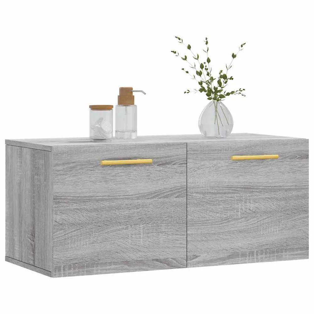 vidaXL szürke sonoma színű szerelt fa faliszekrény 80 x 36,5 x 35 cm