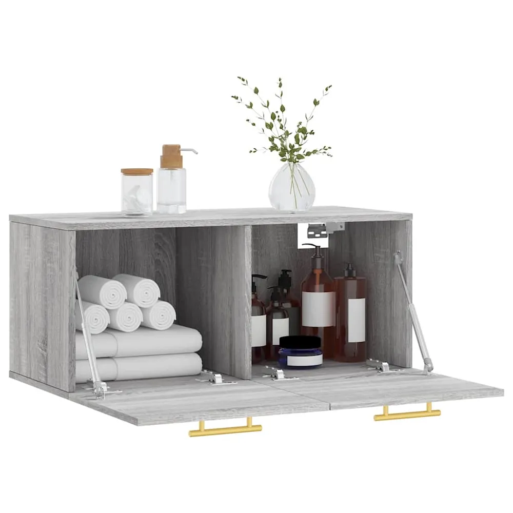 vidaXL szürke sonoma színű szerelt fa faliszekrény 80 x 36,5 x 35 cm
